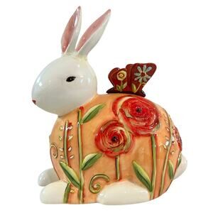 Cypress Home Ceramic Bunny Rabbit Field of Flowers 3D Easter Bunny